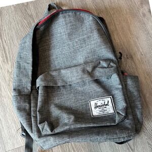 Herschel Supply‎ Co Gray Backpack Red Stripe Lining School Travel Book Bag